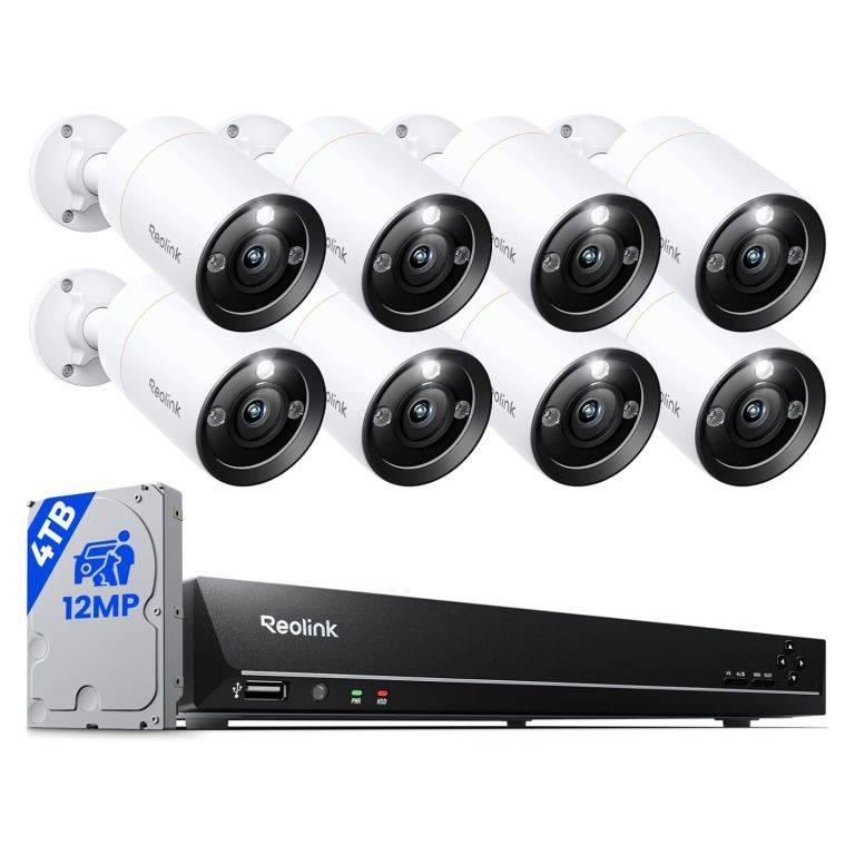 Reolink RLK16-1200B8-A komplet sæt med 8 stk. 12 MP kameraer og NVR.