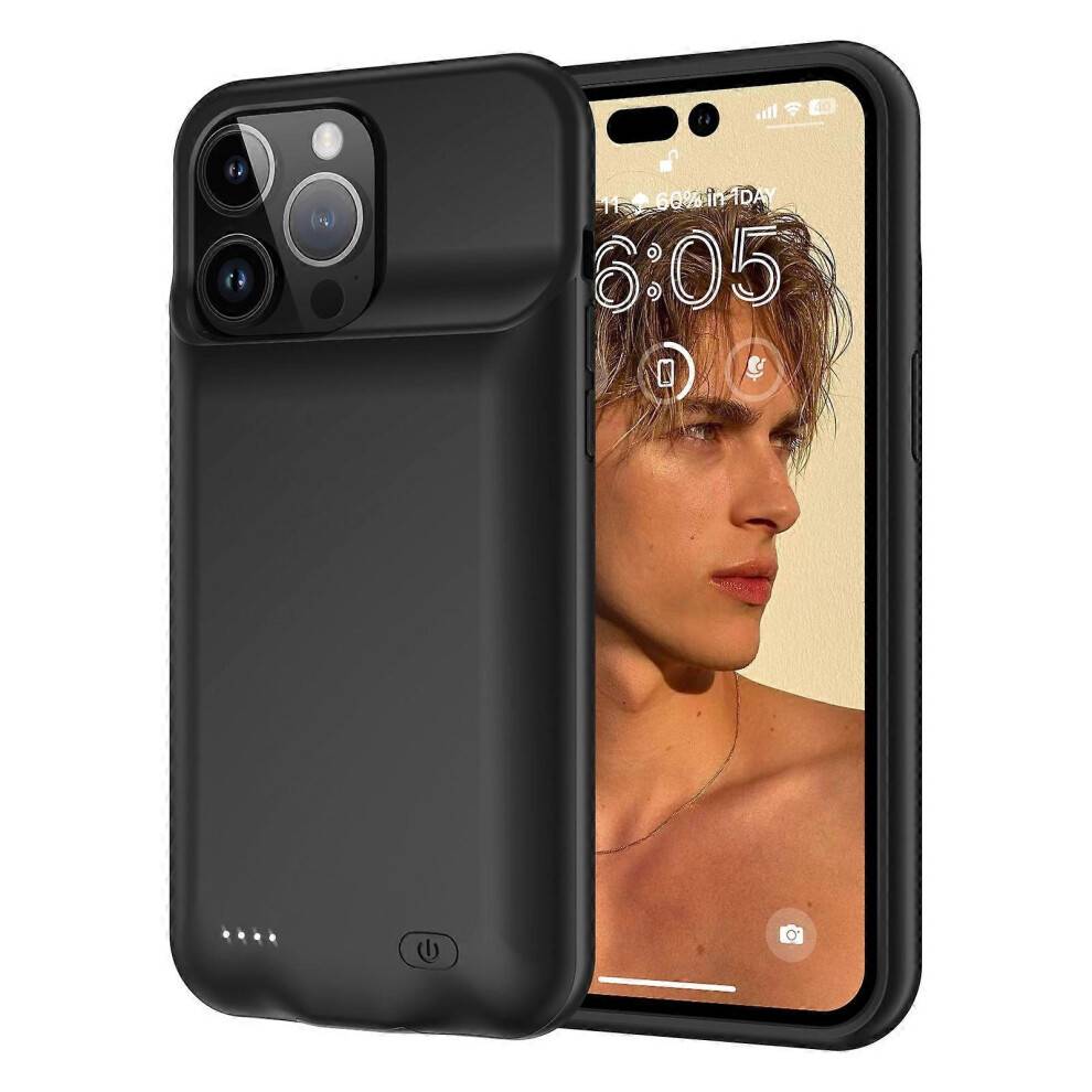 (Style Black, Multicolor) Amorus D98 Battery Case for iPhone 15 Pro Max , 8500mAh Extended Rechargeable Charging Phone Case -