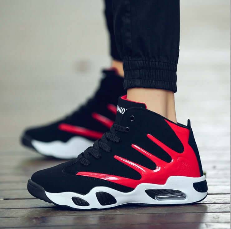 Men Air Cushion Wear-Resistant Basketball Sneakers - Red / 39
