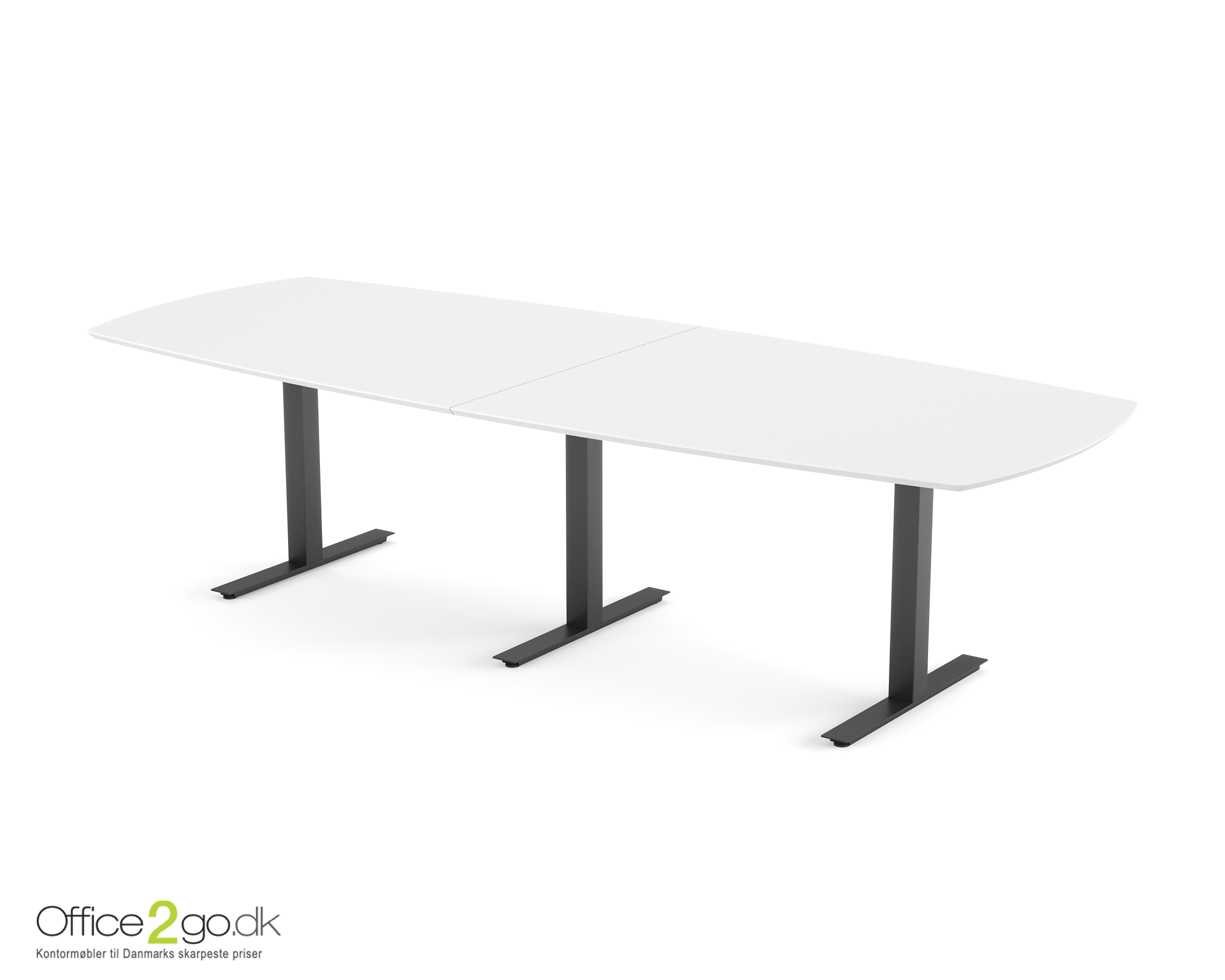 Square mødebord (tøndeformet bordplade) - 280 cm - Sort