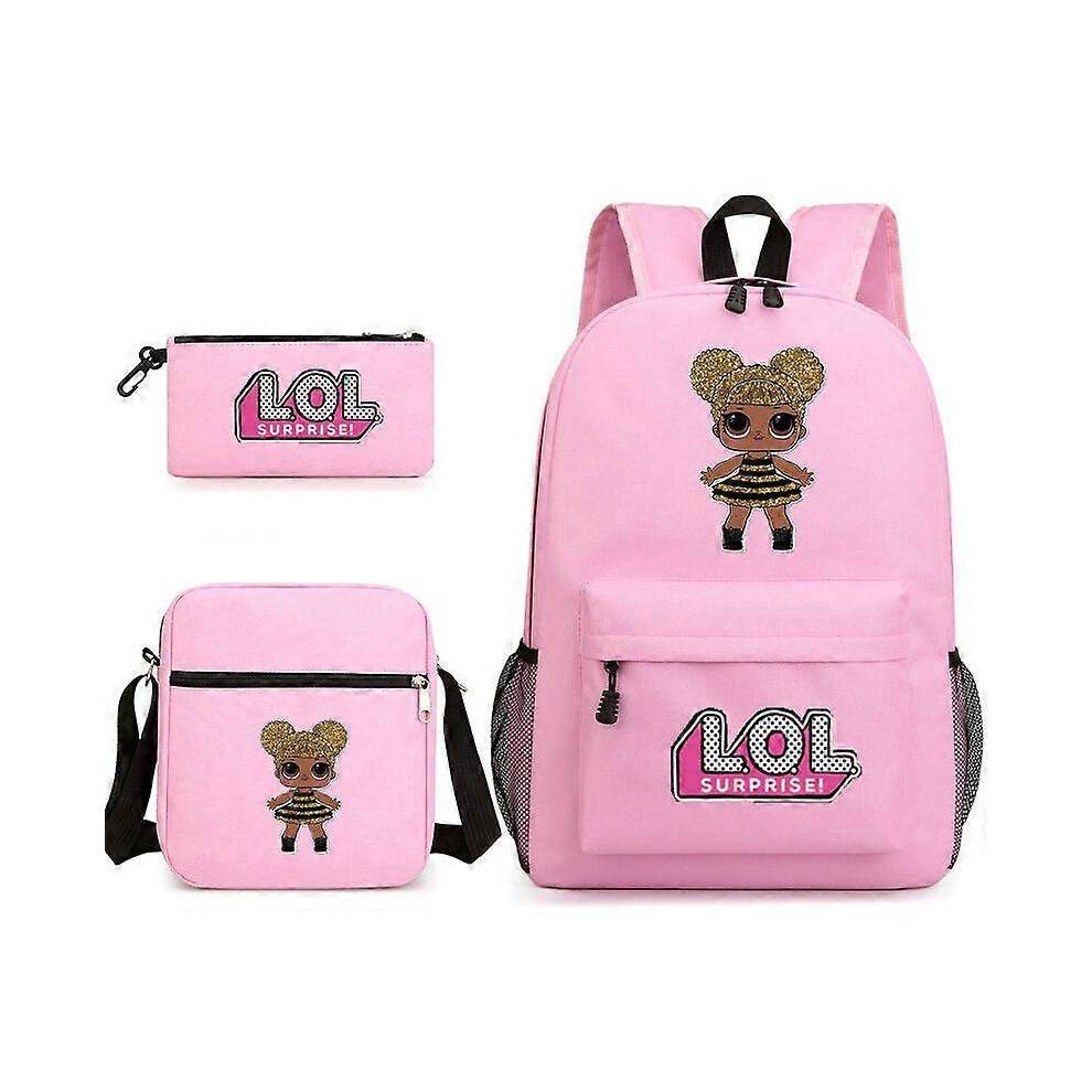 (3pcs set, 10) LOL Surprise Dolls Children School Backpacks for Girls Cute Cartoon Waterproof Lightweight Kids School Bag