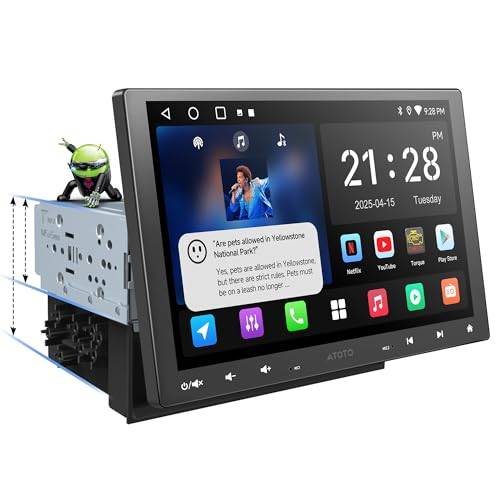 ATOTOZONE A5L 10 tum Android dubbel DIN och enkel DIN anpassningsbar bilstereo, flytande skärm, trådlös CarPlay och Android auto, WiFi/USB Bluetooth-koppling, Mirrorlink, DSP/FM/RDS, 2G+32G