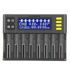 LiitoKala lii-S8 Batteriladdare Li-ion 3,7V NiMH 1,2V Li-FePO4 3,2V IMR 3,8V laddare för 18650 26650 21700 26700 AA AAA US Plug svart