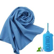 Portable Quick-drying Cooling Towel Superfine Fiber With Silicone Sleeve For Travel Outdoor Fitness 30 x 100cm - Blue