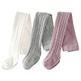 XPXGMT 3-pack tights för bebisflickor rik bomull små småbarn flickor leggings 0-6 år, flerfärgad, 4-6 Years