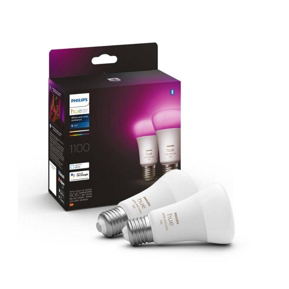 Philips Hue LED Standardpære 9W White And Color Ambiance E27 2-Pak