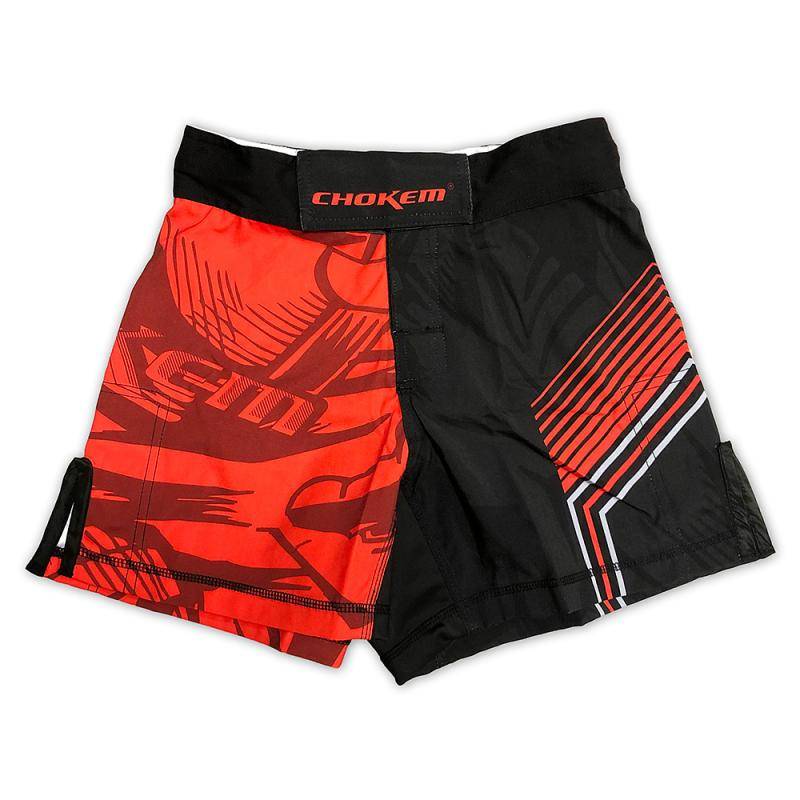 CHOKEM: KIDS BRAWL MMA SHORTS - SVART/RÖD (Large)