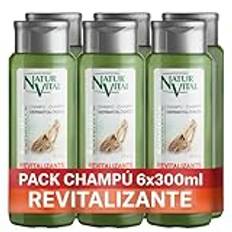 NaturVital 6-pack för känsligt revitaliserande, paraben- och silikonfritt, naturligt schampo för svagt hår, atopisk och känslig hud, män och kvinnor, 6 x 300 ml