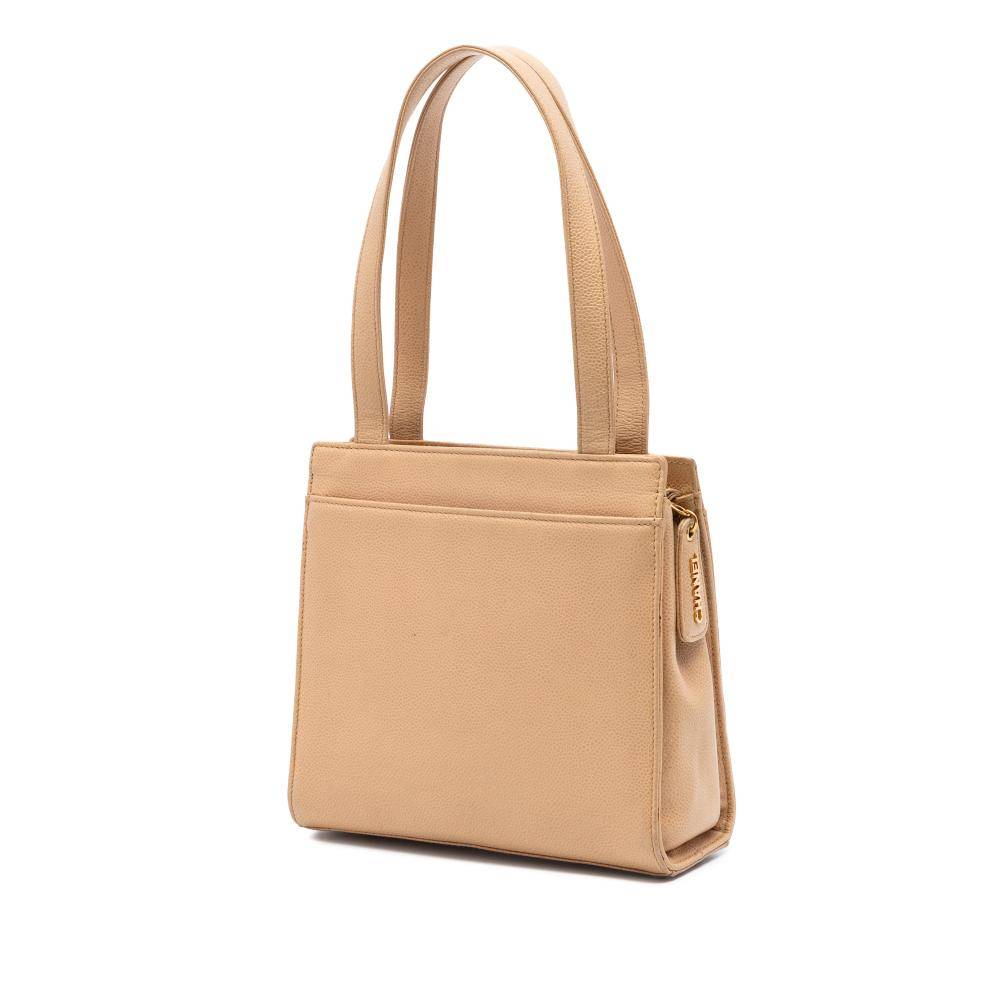 Chanel Vintage Tote Stl. - Totebags Från Magasin - Beige (L 22cm x W 23cm x D 8cm)