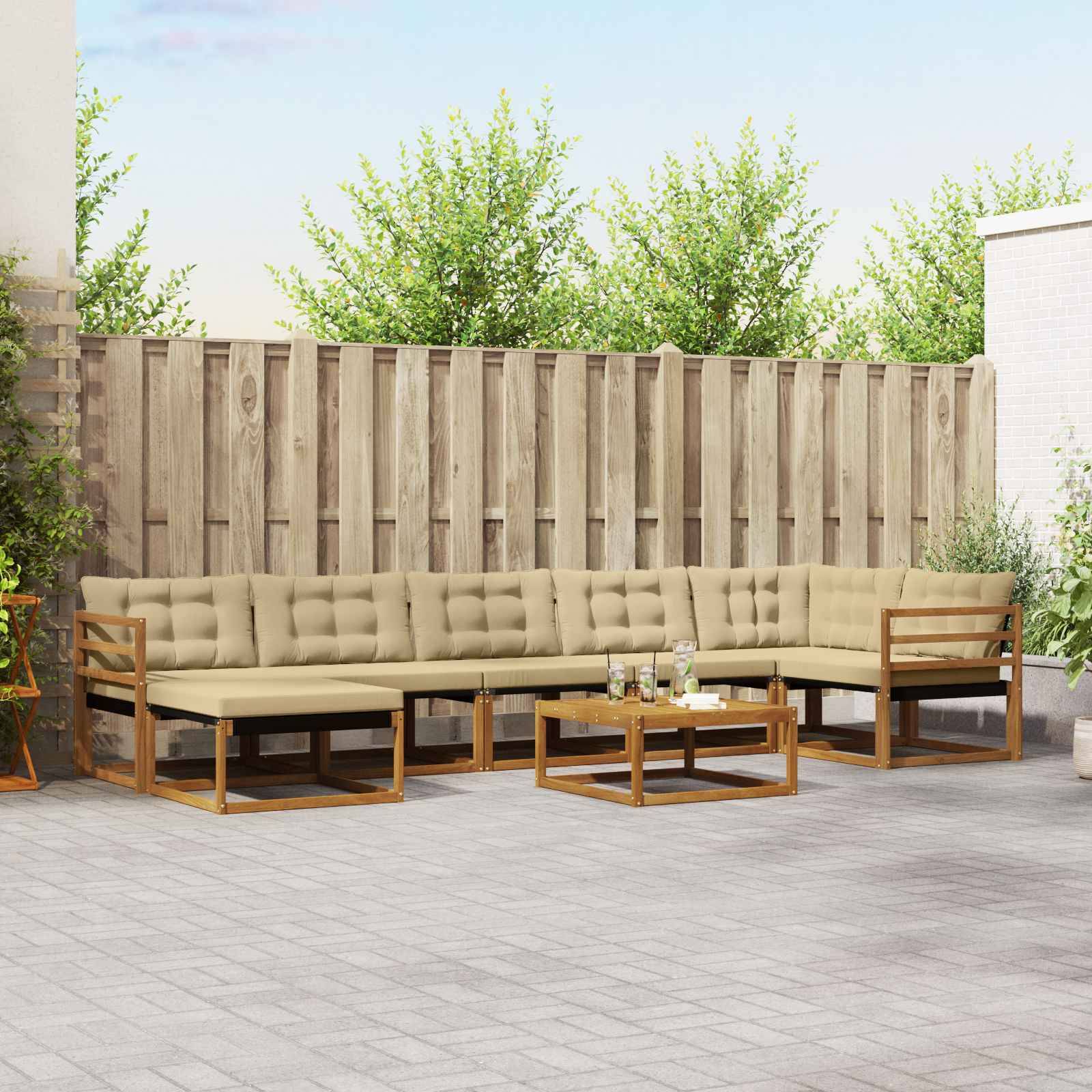 vidaXL Utomhussoffset 22 pcs Naturlig och Beige Massivt Akaciaträ