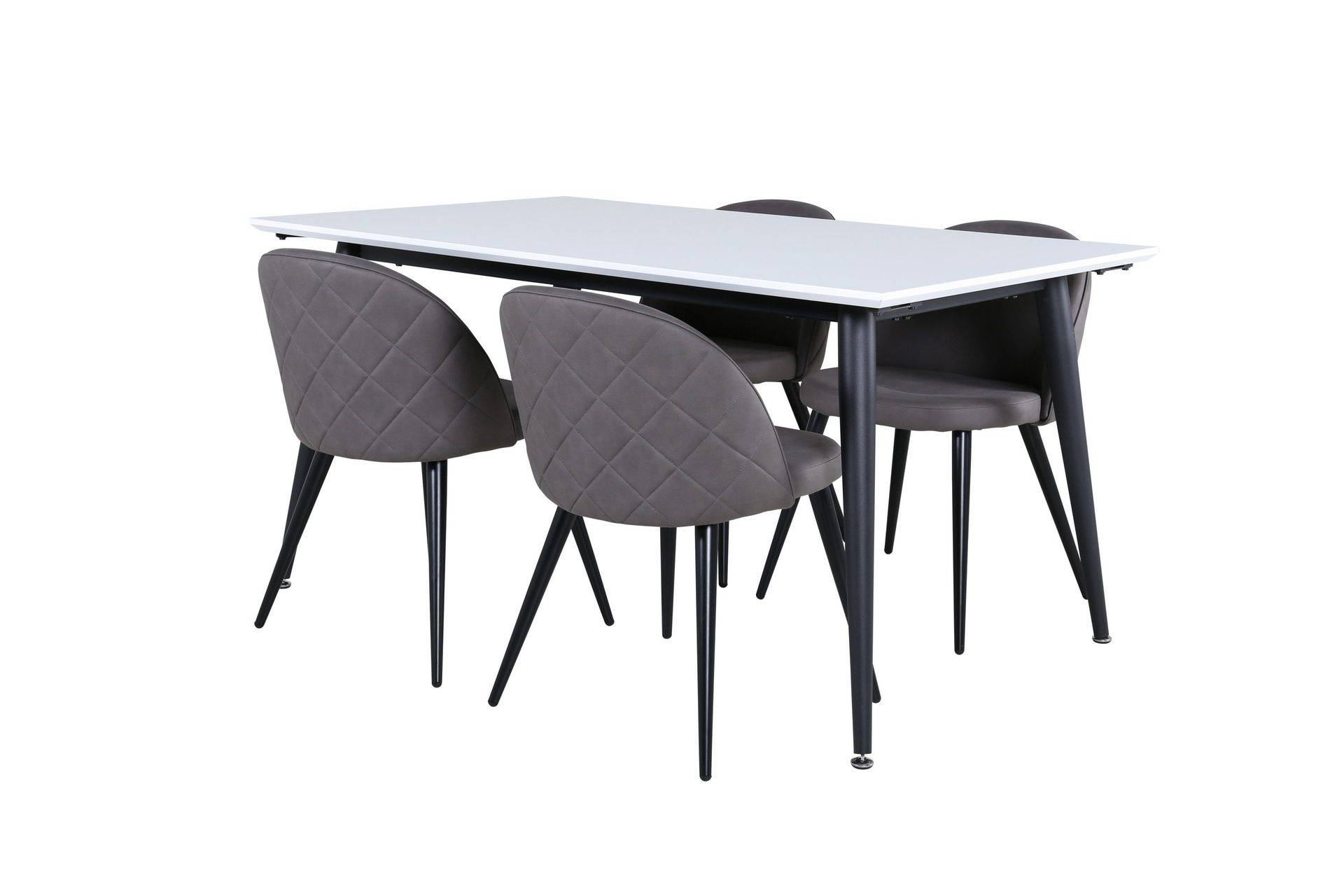 Venture Home Jimmy Matgrupp 150 cm Rektangulär med 4 Velvet stolar - Svart Matgrupper Svart,Grå,Vit Trä
