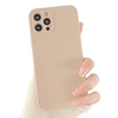 iPhone 12 mini tynd beige mobil shell med linse cover 1mm tpu - beige