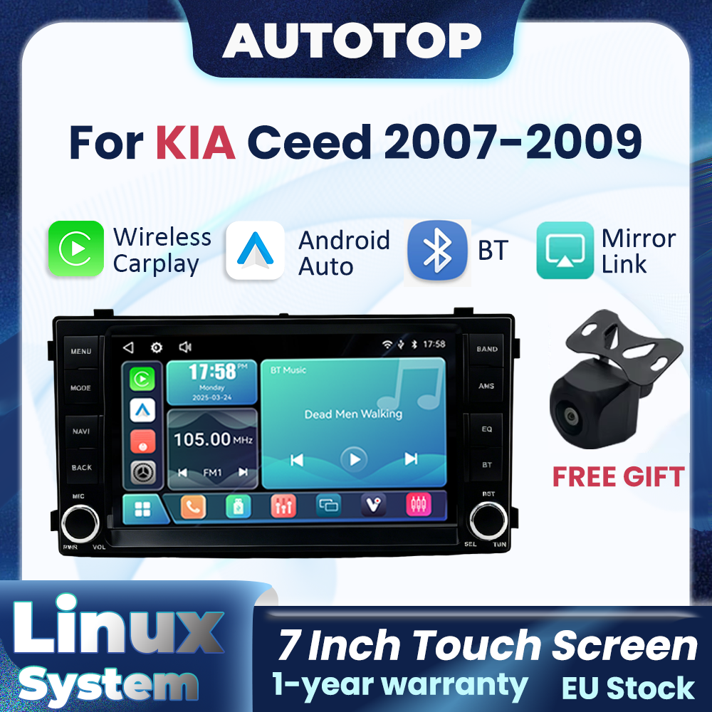 Linux Wireless CarPlay For Apple Android Auto Car Radio For KIA CEED 2007 2008 2009 GPS Navigation FM DSP Multimedia Stereo Touch Screen Rear Camera