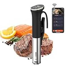 Karinear Sous vide-maskin WIFI, sous vide-spis 1100 W matlagningsmaskin med LED rostfritt stål precisionskokare nedsänkning cirkulator