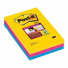 Post-it blok Super Sticky linieret 101x152mm, 3 blokke