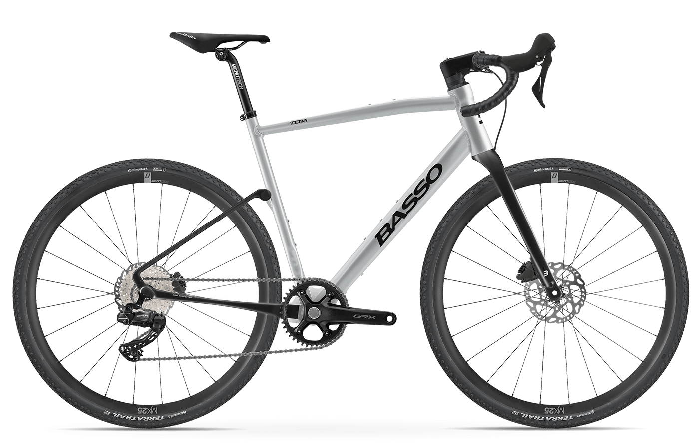 Basso TERA 2023 - Sram Apex 1x11sp - Microtech TR - 047 / S Top Tube mm 501 / SILVER MATT (S Top Tube mm 501)