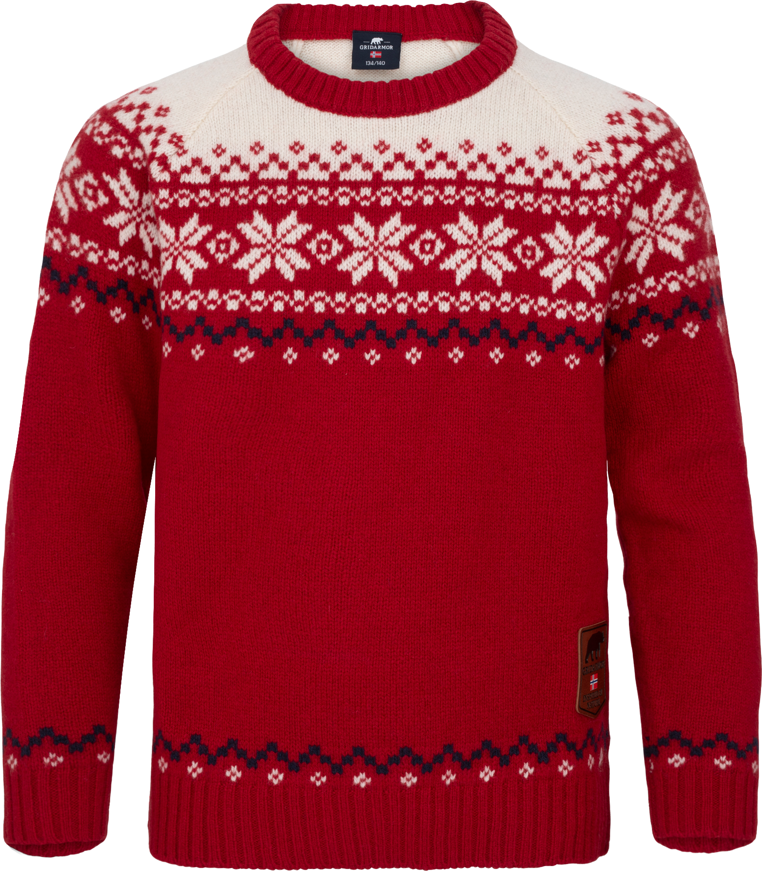 Gridarmor Kids' Snøkrystall Round Neck Ullgenser Scooter/bright White, 158/164