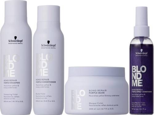 Schwarzkopf Professional BLONDME Purple Bundle Shampoo 300 ml & Conditioner 250 ml & Mask 200 ml & Spray Conditioner 150 ml