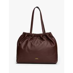 Soft Leather Logo Plaque Tote Bag - RICH WALNUT - One Size