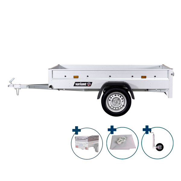 Variant 220 S1 ladtrailer - 500 kg | Inkl ekstrasider, presenning, næsehjul og montering.