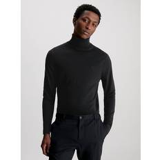 Merino Wool Roll Neck Jumper - Calvin Klein - Black - Men - S - Black - S