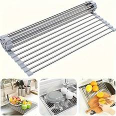 Silicone Stainless Steel Fruit & Vegetable Dish Drainer Kitchen Sink Shelf Kitchen Tools Sponge Holder Kitchen Tools Strainer S