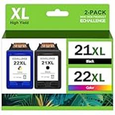 ECHALLENGE 21XL 22XL patroner för HP 21 22 XL bläckpatroner kompatibla med HP PSC 1410 DeskJet D1530 D1560 D2360 D2460 F335 F380 F390 F2180 F2290, för HP OfficeJet 4315 4355 (4-pack)