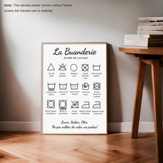 1st La Buanderie Tvättguide Art Decor Canvas Poster - Modern Retro Ink Brevtryck Väggkonstdekor, inramade tvättsymboler Tabell för tvättstuga, hemmako - Multifärgad (40*60 (utan ram),25,5*34*1,5 (inklusive ram),50*70 (utan ram),20*25 (utan ram),30*40 (utan ram))