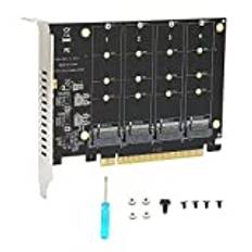 Dubbel M.2 PCIE-adapter, 4-portars M.2 NVMe SSD Till PCIE X16 M Key Hard Drive Converter Reader Expansion Card