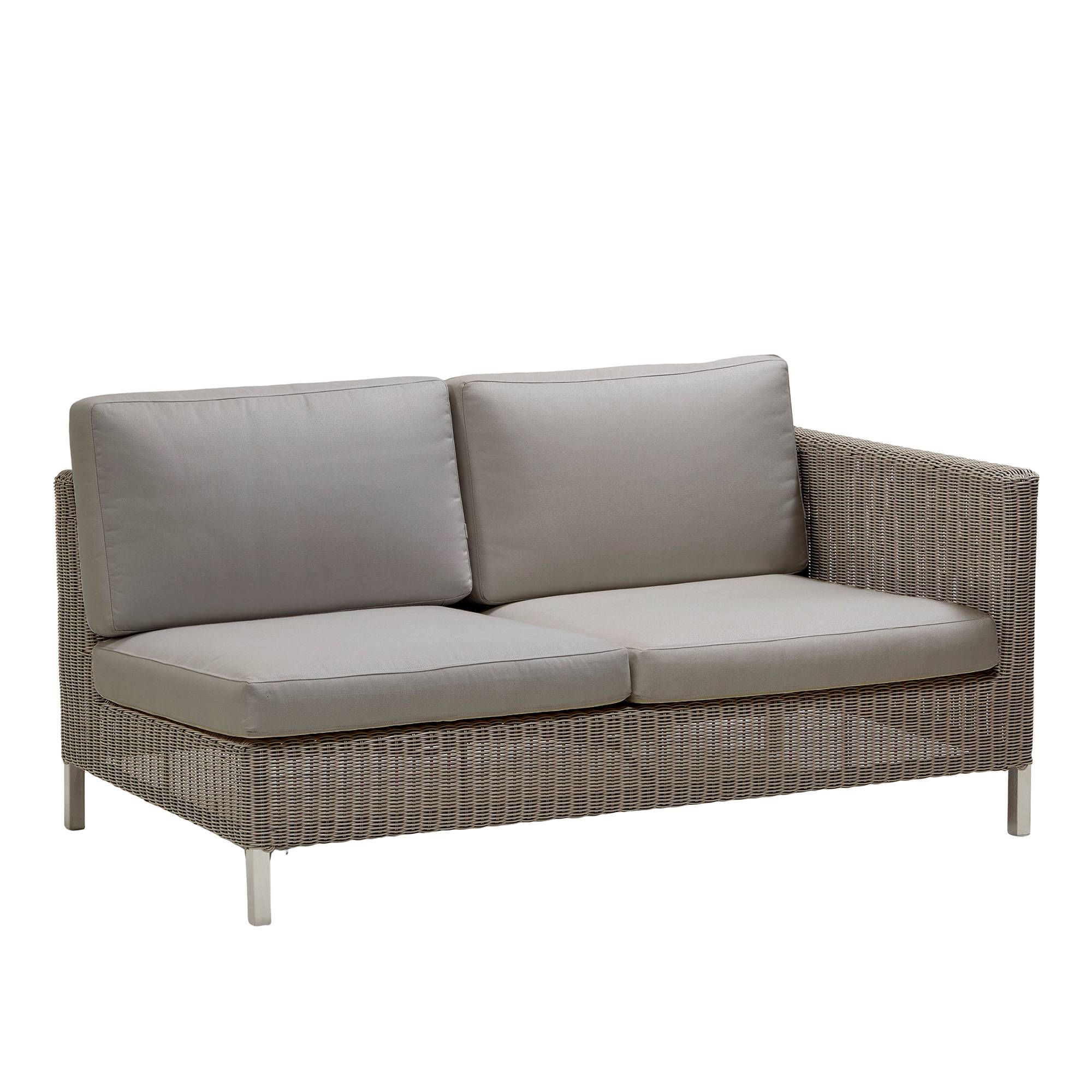Cane-Line - Connect Modulsoffa 2-sits, Vänster, Dyna: Brun, Taupe, Cane-Line Weave, Ben: Galvaniserat stål - Udendørs sofaer - Cane-line Design Team