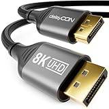 deleyCON 3,0m 8K DisplayPort-Kabel (8K@60Hz 4K@165Hz 2K@360Hz) UHD WQHD HDR HDCP 2.2 DisplayPort - AMD FreeSync NVIDIA G-Sync - Idealisk för Spelmonitorer och Display Port - Grå Svart