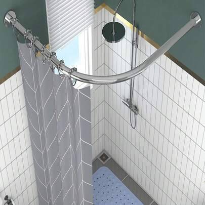 1 st justerbar L-formad duschdraperistång i rostfritt stål, utan borrraminstallation, lämplig för badrum, badkar, klädaffär, hållbart och modernt badr - Multifärgad (Multi-size)