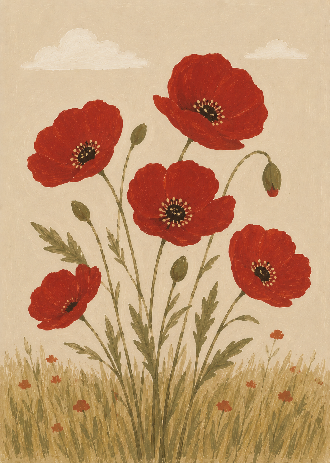 Red Poppies Canvas - 30x40