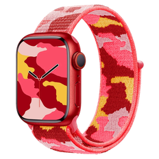 Apple Watch 38/40/41mm Camouflage Rem i Rød Nylon