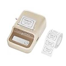 NIIMBOT B21 etikettskrivare med 1 rulle startband, bluetooth, självhäftande etikettmaskin, utskriftsstorlek 20–50 mm, kompatibel med iOS och Android för hem, kontor (beige)