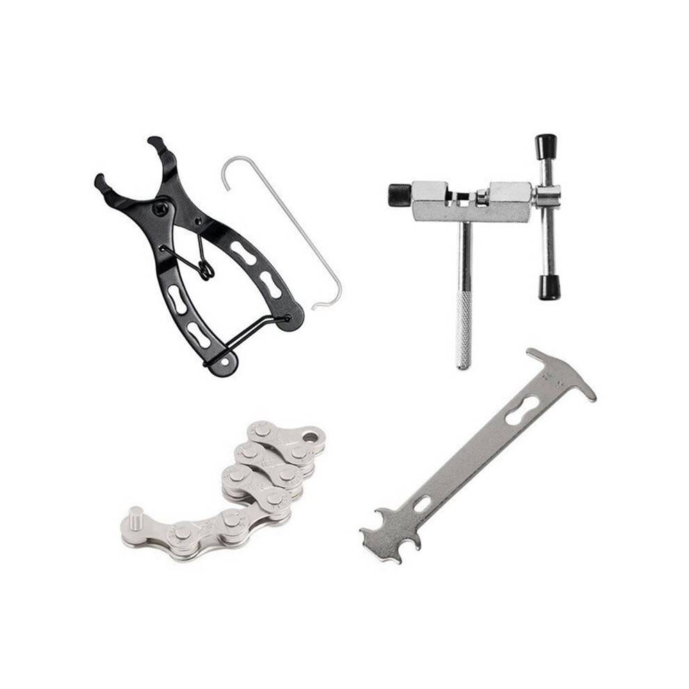 Bicycle Chain Tool Kit - Chain Breaker Pliers, Wear Checker with 6/7/8 Speed Chain & Master for Road MTB Bike