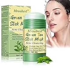 Green Mask Stick,Green Tea Cleansing Mask,Ansiktsrengöringsmask, återfuktar och kontrollerar fett, tar bort akne, tar bort svarta prickar