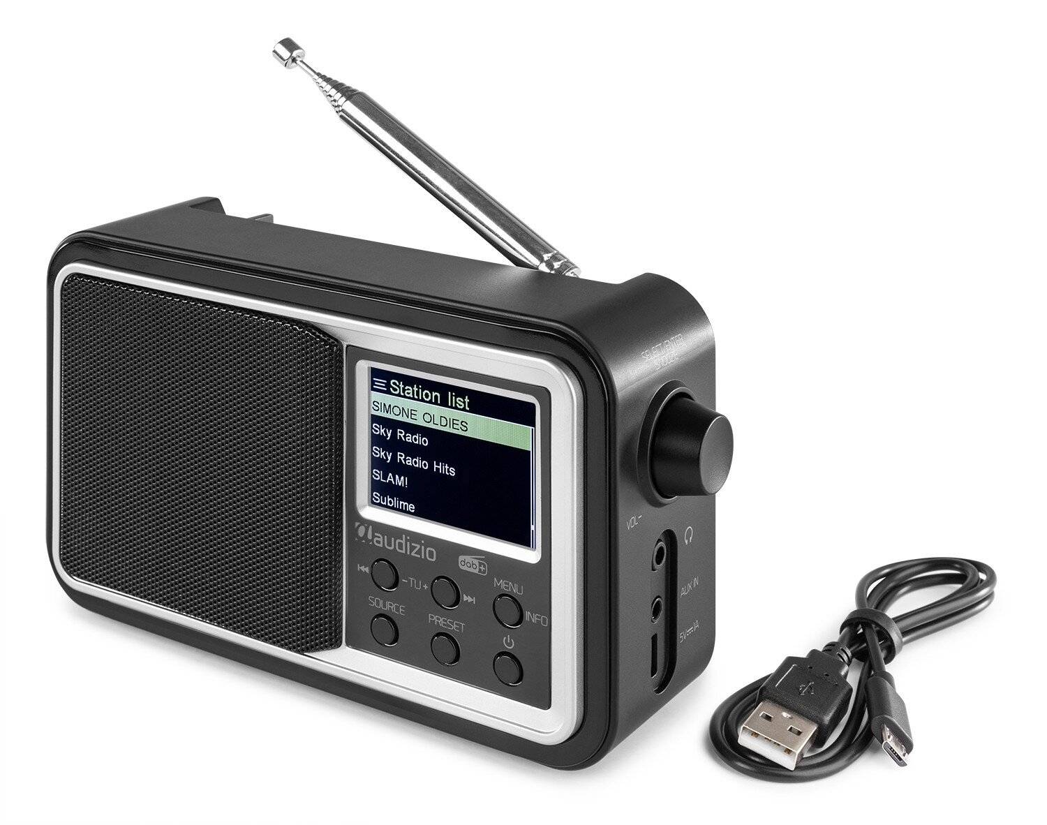 Batteridriven radio Audizio Anzio portabel DAB+ Radio med batteri, Svart, DAB+ Radio ANZIO PORTABLE inbyggt batteri svart färg Audizio