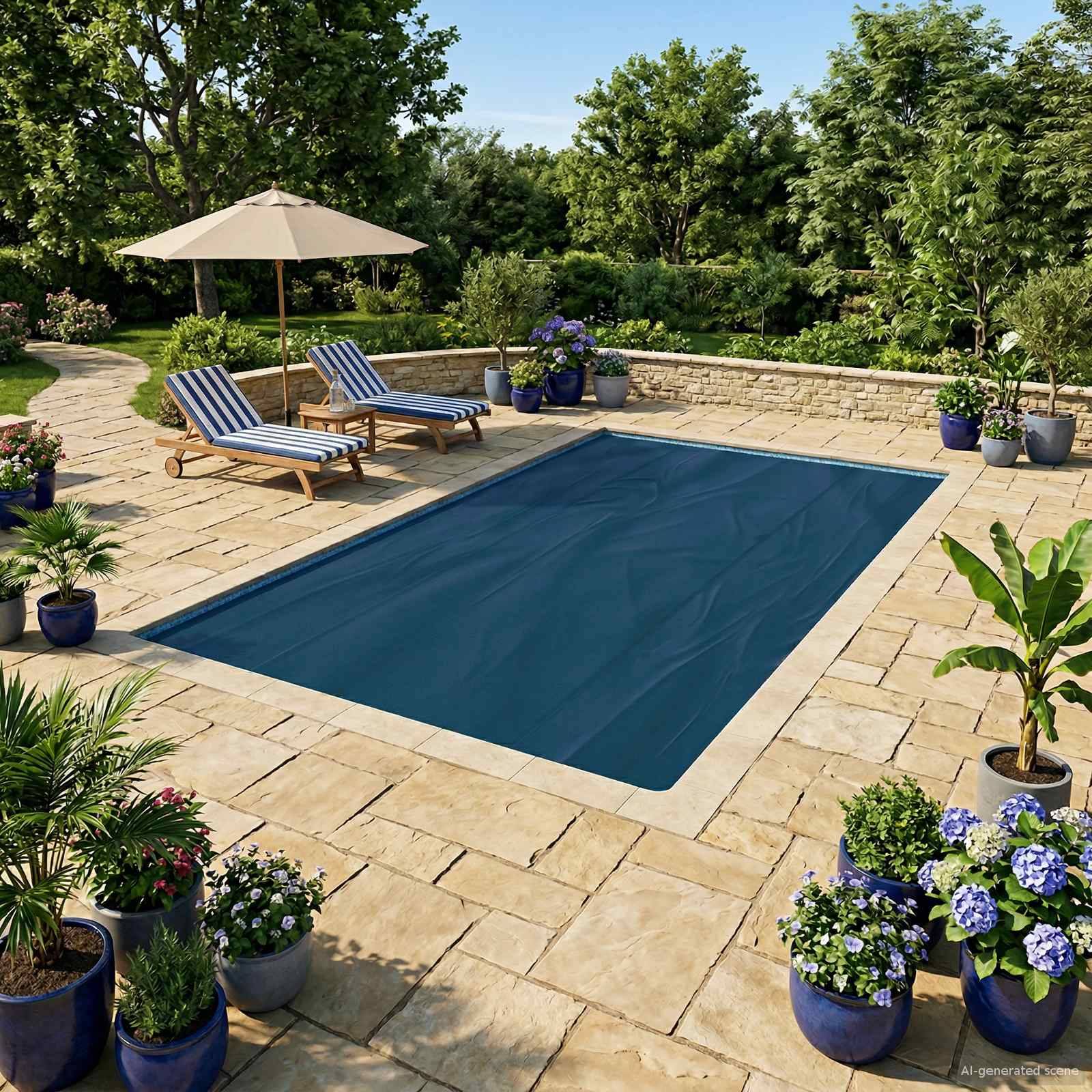 vidaXL Pool Cover Heavy Quality Sort og Blå 488 x 244 cm PE