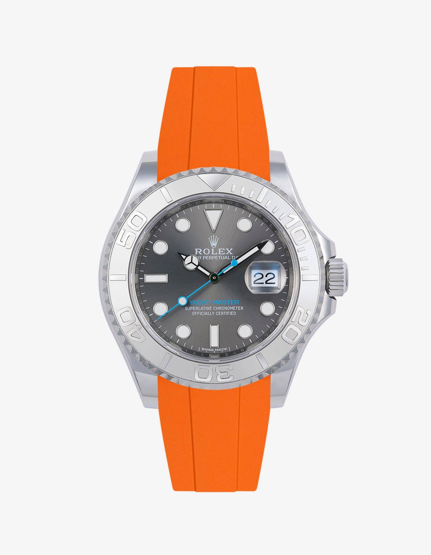 FKM Rubber Strap for Rolex Yacht-Master 116622 & 126622 40mm | Wristbuddys.com Orange