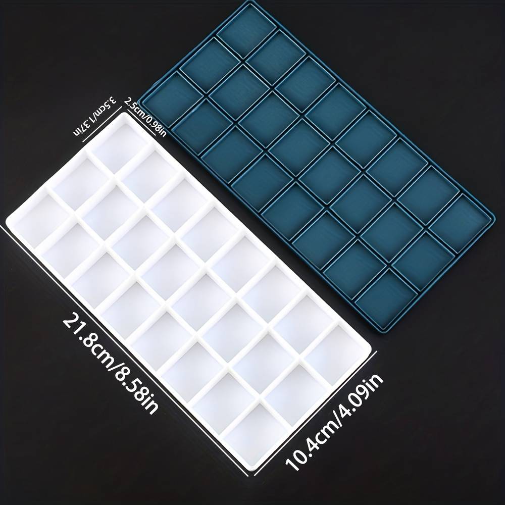 TEMU 1pc Empty 24-grid Paint Palette With Lid For Acrylic Paints, Student Artist Painting Plastic Palette White Back-to-school
