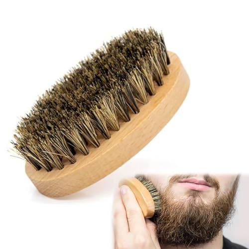 Skäggborste, skäggborste med vildsvinsborst, skäggborstar för män, oval, medium till tjock skäggtjocklek, skäggträ, perfekt skäggvårdsverktyg, för skäggstyling, vård och design