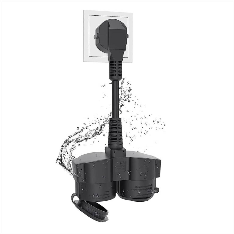 Multistikkontakt udendørs, 16 A / 250 V, EU-stik