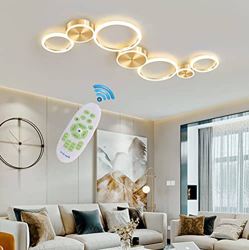 Taklampa hall vardagsrum modern LED dimbar taklampa guld sovrum dekoration tak lampor rund ring design pendellampa kök matsal matbord badrum med fjärrkontroll ljuskrona