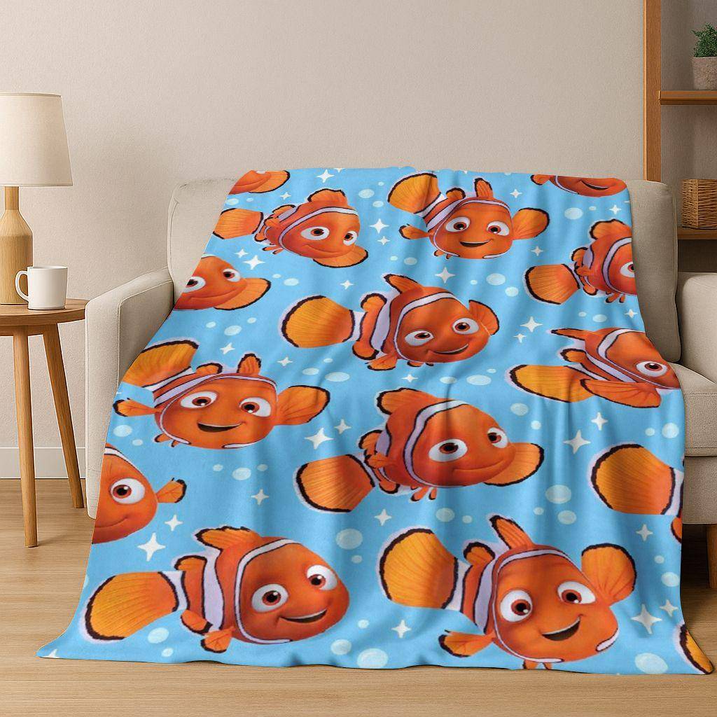 3D Tecknad Hitta Nemo Undervattensvärld Flanellfilt, Varm och Mysig Mjuk Pläd för Hem Sovrum Säng Soffa Picknicköverdrag
