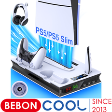 DinoFire For PS5 Slim Stand with Cooling Station and Controller Charging Station For PlayStation 5