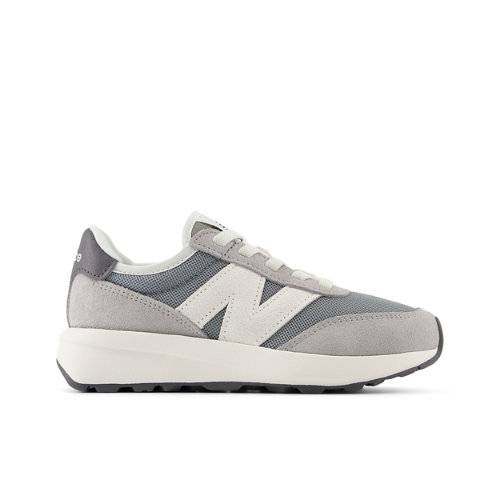 New Balance Børn 370 Bungee i Grå/Hvid Suede/Mesh, Størrelse 35