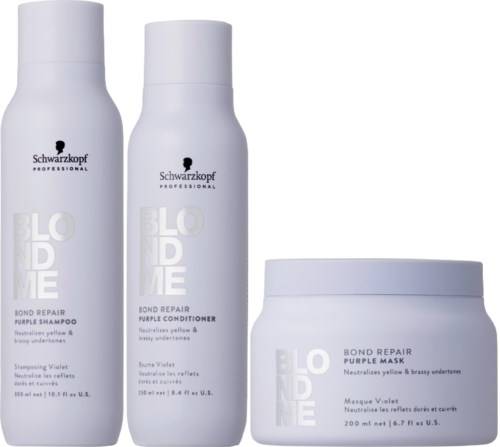 Schwarzkopf Professional BLONDME Purple Bundle Shampoo 300 ml & Conditioner 250 ml & Mask 200 ml