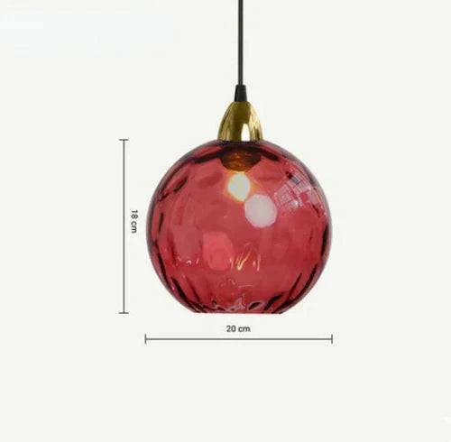 LumiSphere Pendellampa – Elegant Glaskula Belysning - Röd / Varmt ljus