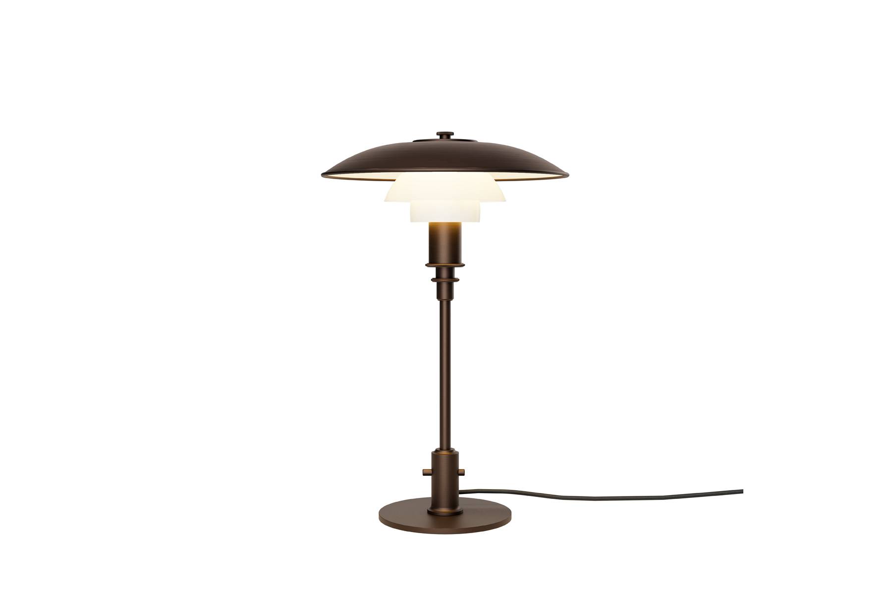 PH 3/2 Aged Brass Opal Bordlampe.